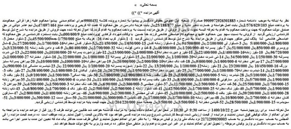 مزایده،مزایده فروش  1-شلوار کرپ تعداد 26 و...