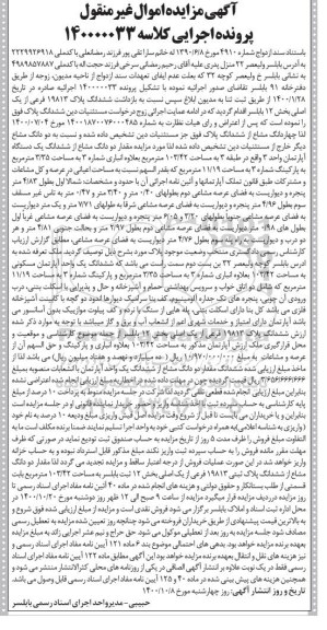 مزایده مزایده ششدانگ پلاک 19813 فرعی از یک اصلی