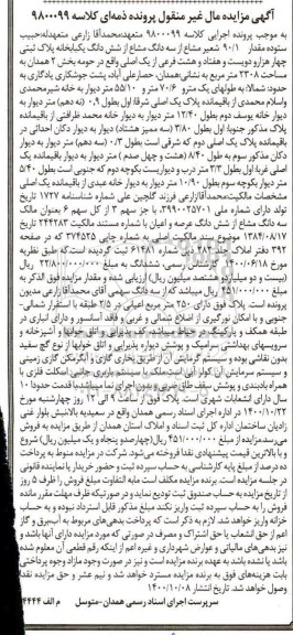 مزایده ،مزایده 90.1 شعیر مشاع از سه دانگ مشاع از ششدانگ یکبابخانه