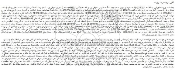 مزایده،مزایده فروش ششدانگ پلاک ثبتی 72/821 اصلی