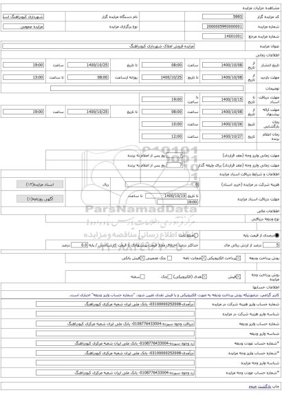 مزایده فروش املاک شهرداری کبودراهنگ