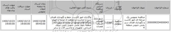 مناقصه عمومی یک مرحله ای امور کاشت و نگهداری فضای سبز بخش جنوبی منطقه 4