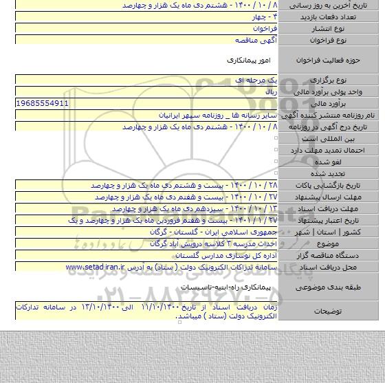 احداث مدرسه ۳ کلاسه درویش آباد گرگان