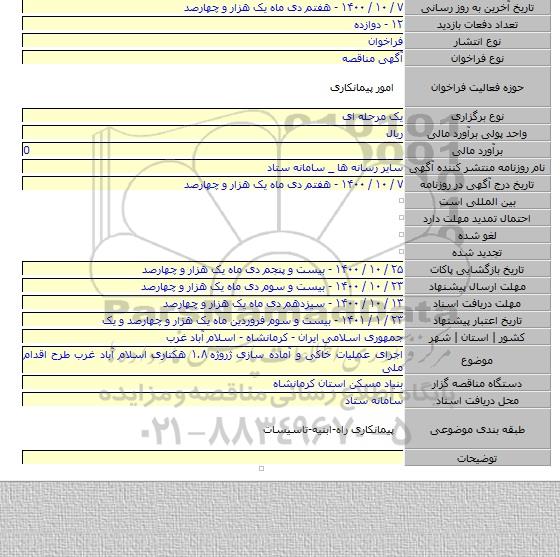 اجرای عملیات خاکی و آماده سازی ژروژه ۱.۸ هکتاری اسلام آباد غرب طرح اقدام ملی