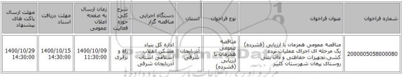 مناقصه عمومی همزمان با ارزیابی (فشرده) یک مرحله ای اجرای عملیات نرده کشی،تجهیزات حفاظتی و دال بتنی روستای پیغان شهرستان کلیبر