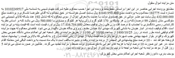 مزایده،مزایده فروش 192 عدد بشکه کالای شیمیایی دی متوکسی متان (متیلول 99 درصد)