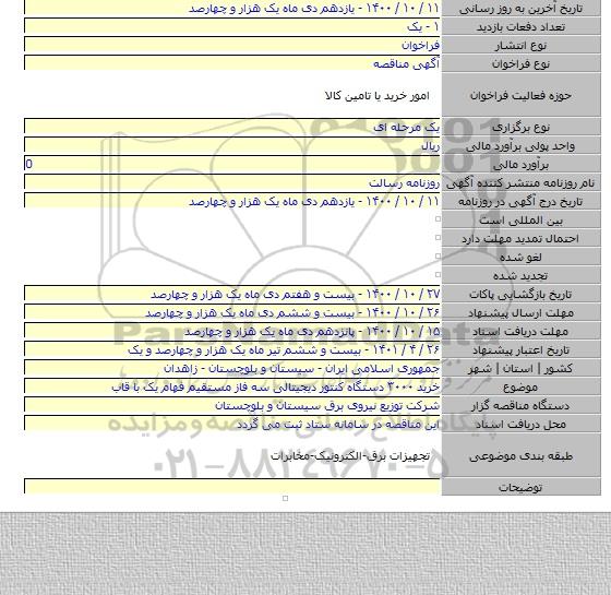خرید ۳۰۰۰ دستگاه کنتور دیجیتالی سه فاز مستقیم فهام یک با قاب