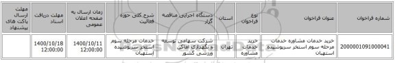 خرید خدمات مشاوره خدمات مرحله سوم استخر سرپوشیده استهبان