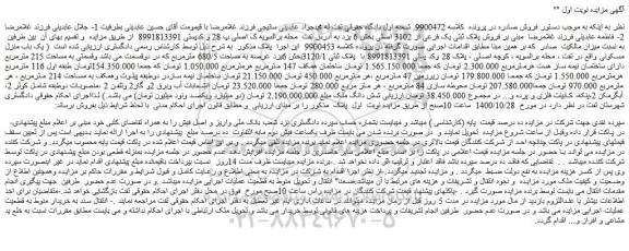 مزایده،مزایده فروش یک باب منزل مسکونی