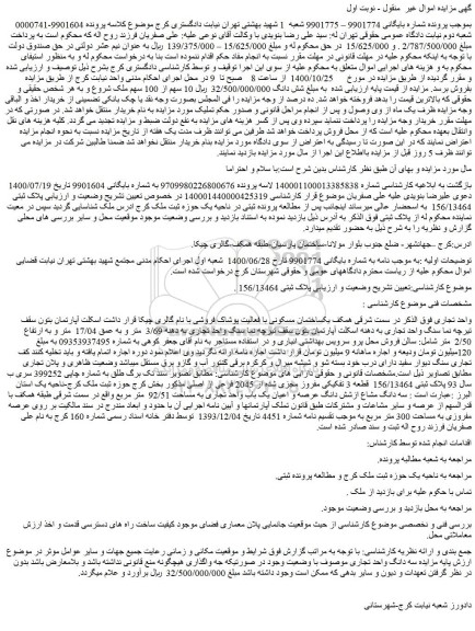 مزایده،مزایده فروش  10 سهم از 100 سهم ملک 