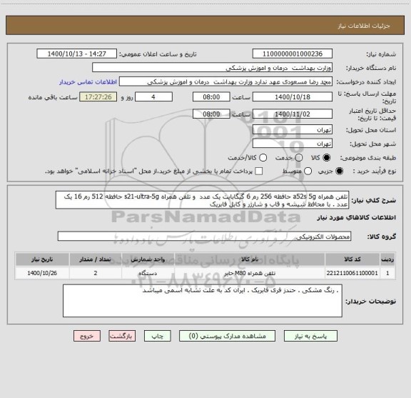استعلام تلفن همراه a52s 5g حافظه 256 رم 6 گیگابایت یک عدد  و تلفن همراه s21-ultra-5g حافظه 512 رم 16 یک عدد . با محافظ شیشه و قاب و شارژر و کابل فابریک 