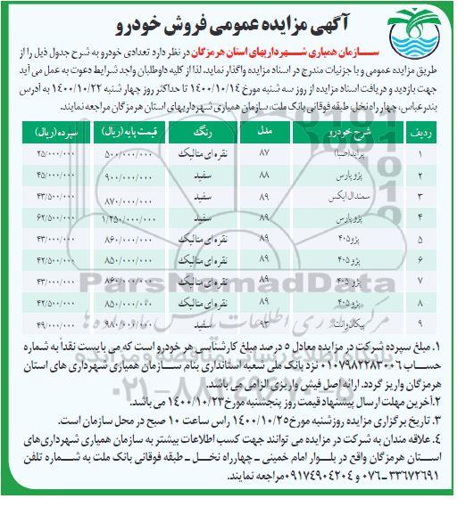 مزایده فروش خودرو