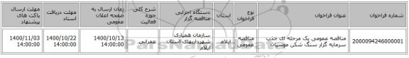 مناقصه عمومی یک مرحله ای جذب سرمایه گزار سنگ شکن موسیان