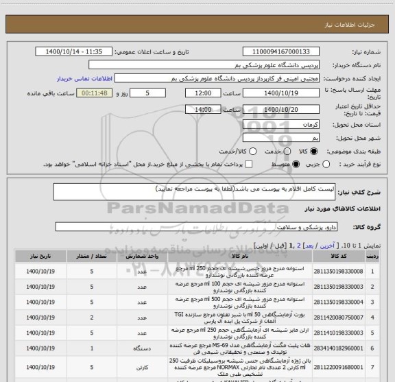 استعلام لیست کامل اقلام به پیوست می باشد(لطفا به پیوست مراجعه نمایید)