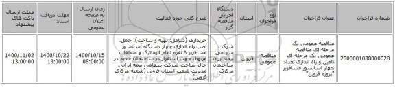 مناقصه عمومی یک مرحله ای مناقصه عمومی یک مرحله ای تامین و راه اندازی تعداد چهار آسانسور مسافربر 