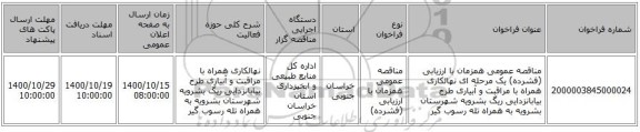 مناقصه عمومی همزمان با ارزیابی (فشرده) یک مرحله ای نهالکاری همراه با مراقبت و آبیاری  طرح بیابانزدایی ریگ بشرویه  شهرستان بشرویه به همراه تله رسوب گیر