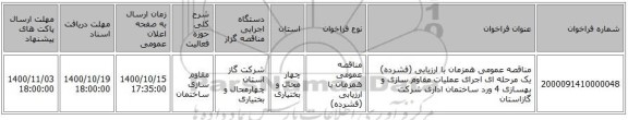 مناقصه عمومی همزمان با ارزیابی (فشرده) یک مرحله ای اجرای عملیات مقاوم سازی و بهسازی 4 ورد ساختمان اداری شرکت گازاستان