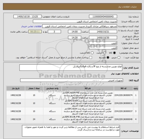 استعلام انواع دوربین مداربسته از نوع IP و بالت 4و5مگاپیکسل