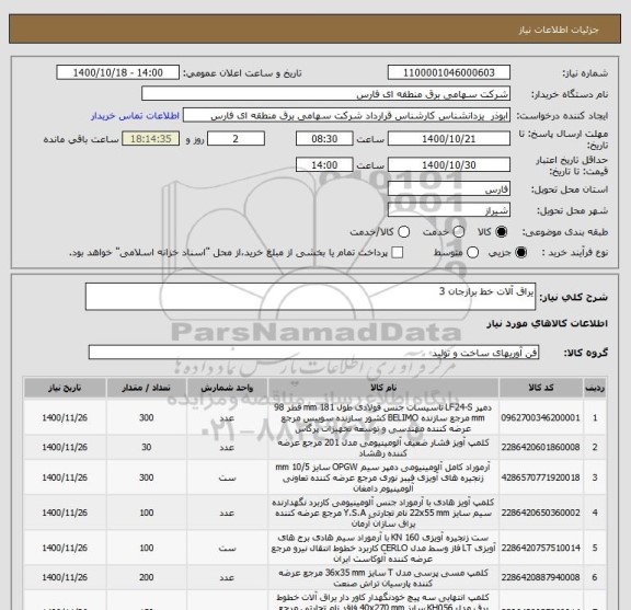 استعلام یراق آلات خط برازجان 3