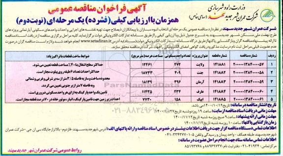 فراخوان انتخاب انبوه سازان یا پیمانکاران جهت تهیه نقشه های اجرایی و احداث واحدهای مسکونی آپارتمانی - نوبت دوم