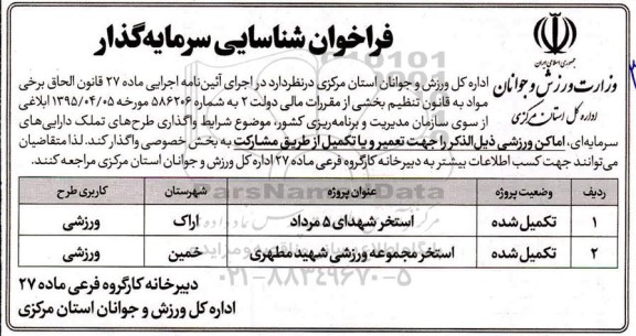 فراخوان، فراخوان شناسایی سرمایه گذار 
