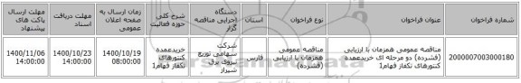 مناقصه عمومی همزمان با ارزیابی (فشرده) دو مرحله ای خریدعمده کنتورهای تکفاز  فهام1