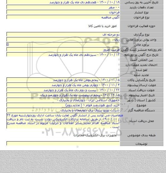 خرید کنتور هوشمند فهام ۱ ( تجدید دوم)