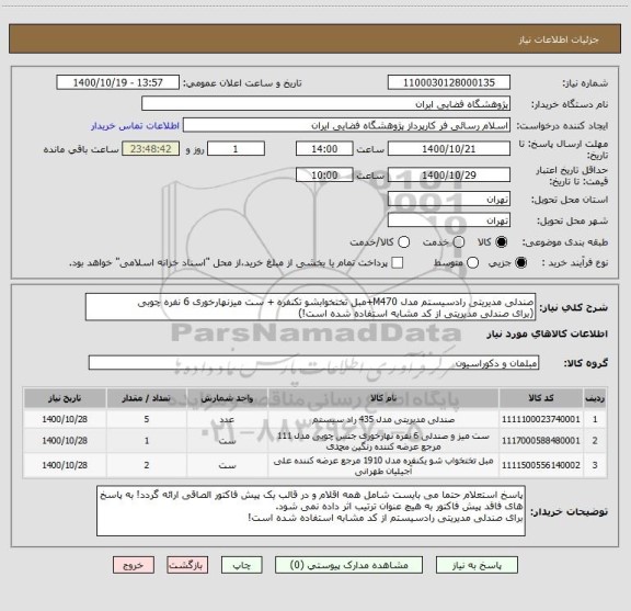 استعلام صندلی مدیریتی رادسیستم مدل M470+مبل تختخوابشو تکنفره + ست میزنهارخوری 6 نفره چوبی
(برای صندلی مدیریتی از کد مشابه استفاده شده است!)