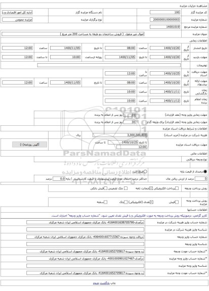 اموال غیر منقول  ( فروش ساختمان دو طبقه به مساحت 200 متر مربع )