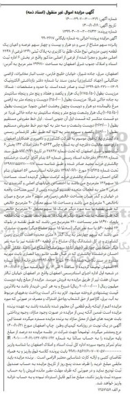 مزایده،مزایده پانزده سهم مشاع از سی و دو هزار و بیست و چهار زمین