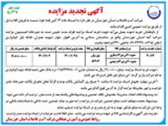 مزایده فروش حدود 70 تن شیرآلات فلزی... - تجدید