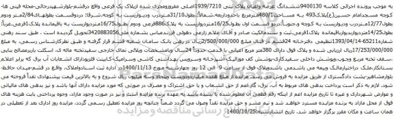 آگهی مزایده ششدانگ عرصه واعیان پلاک ثبتی 1939/7210اصلی