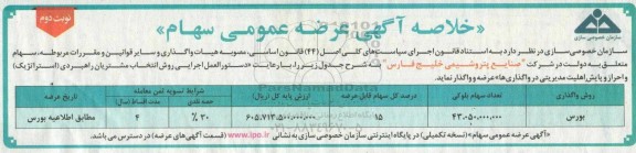 مزایده عرضه عمومی سهام