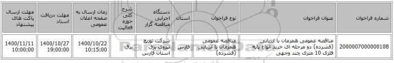 مناقصه عمومی همزمان با ارزیابی (فشرده) دو مرحله ای خرید انواع پایه فلزی 10 متری چند وجهی