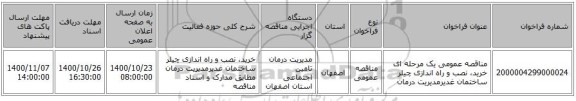 مناقصه عمومی یک مرحله ای خرید، نصب و راه اندازی چیلر ساختمان غدیرمدیریت درمان 