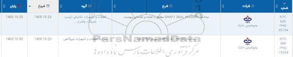 استعلام ساخت SHAFT SEAL HOUSING...