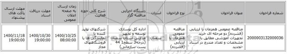 مناقصه عمومی همزمان با ارزیابی (فشرده) دو مرحله ای خرید تجهیزات آموزشی مطابق با مشخصات و تعداد  مندرج در اسناد -تجدید