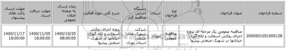 مناقصه عمومی یک مرحله ای پروژه  اجرای روکش آسفالت و لکه گیری خیابانها در شهرک صنعتی پیشوا 