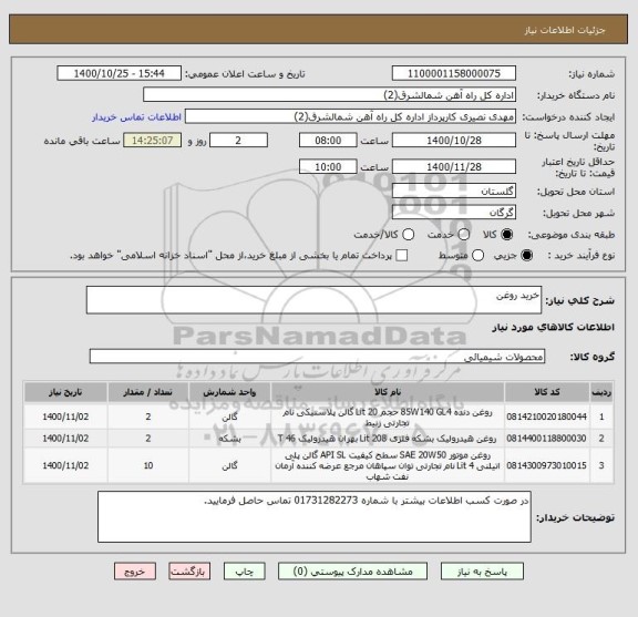 استعلام خرید روغن