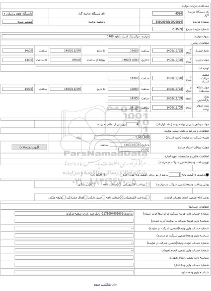 مزایده مرکز ترک اعتیاد پاتاوه 1400