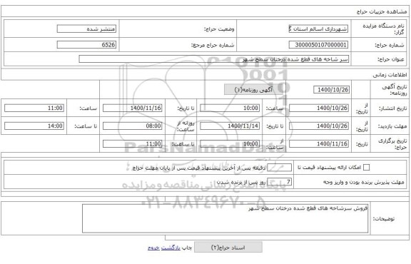 سر شاخه های قطع شده درختان سطح شهر