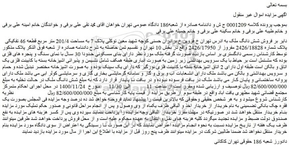 مزایده فروش شش دانگ ملک