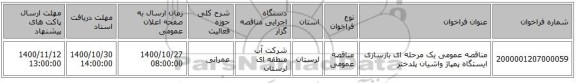 مناقصه عمومی یک مرحله ای بازسازی ایستگاه پمپاژ واشیان پلدختر