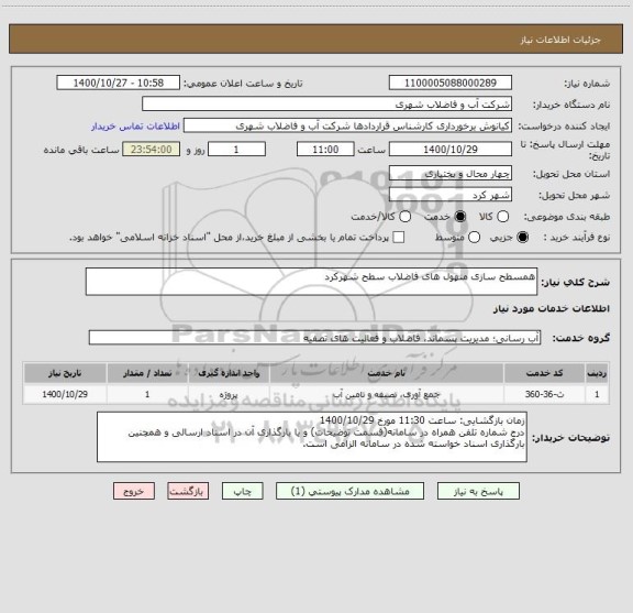 استعلام همسطح سازی منهول های فاضلاب سطح شهرکرد