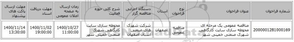 مناقصه عمومی یک مرحله ای محوطه سازی سایت کارگاهی شهرک صنعتی خمینی شهر  