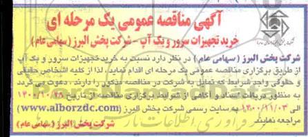 مناقصه خرید تجهیزات سرور و بک آپ 