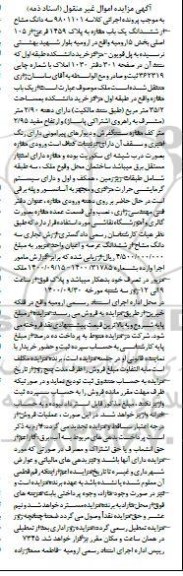 مزایده،مزایده سه دانگ مشاع از ششدانگ یکباب مغازه