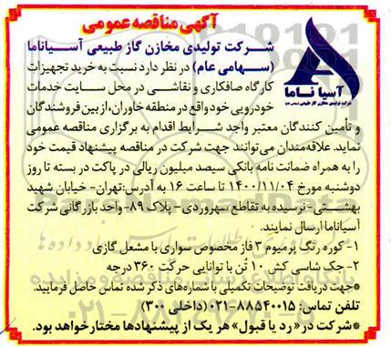 مناقصه خرید تجهیزات کارگاه صافکاری و نقاشی