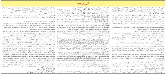 مزایده،مزایده ششدانگ پلاک ثبتی باقیمانده 4155 اصلی