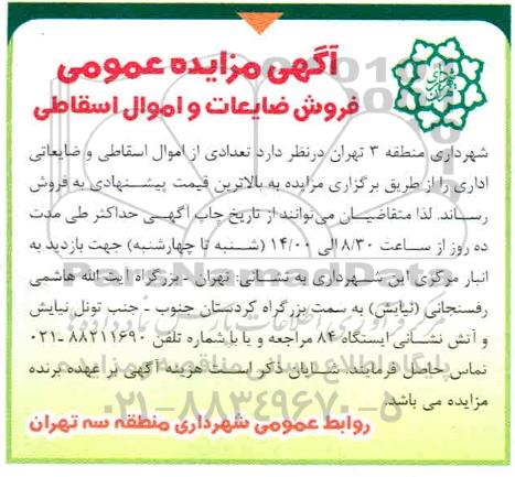 مزایده فروش ضایعات و اموال اسقاطی 